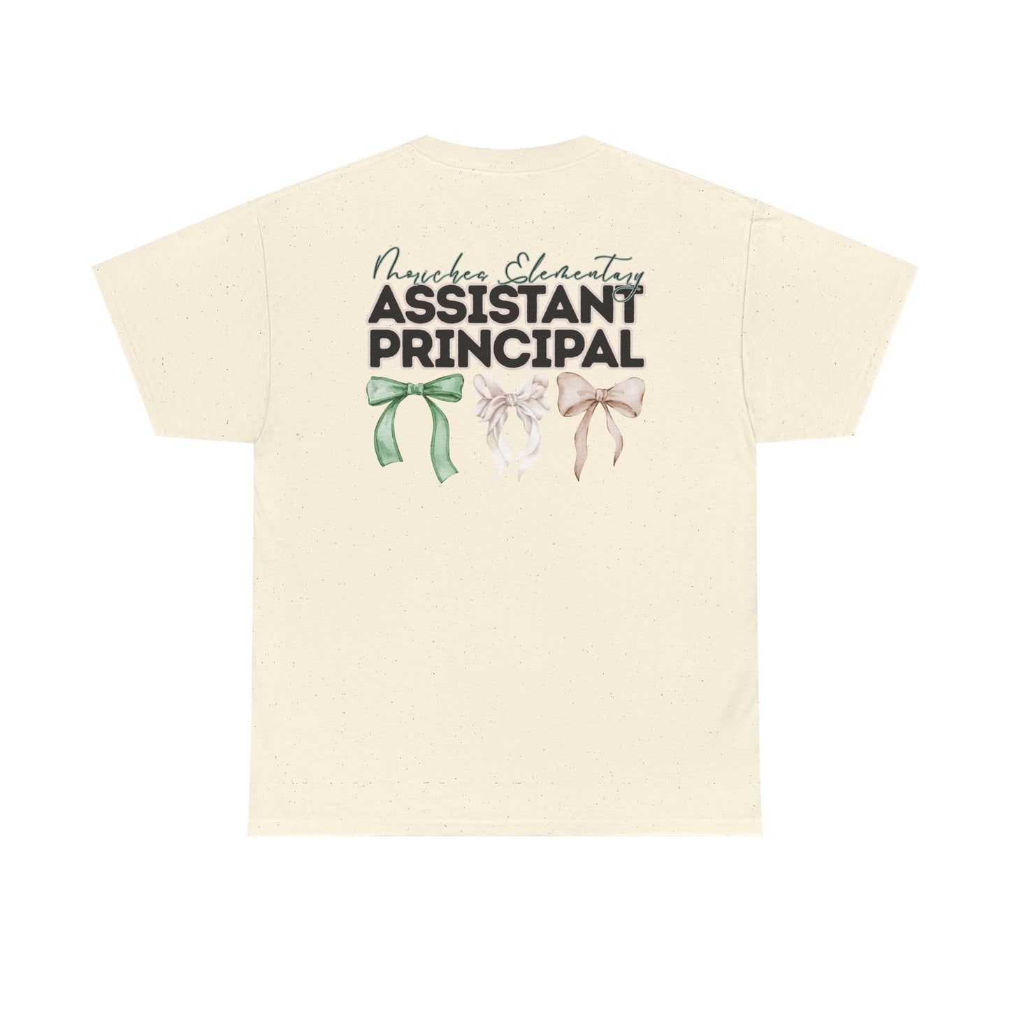 Moriches Assistant Principal and Bows- Unisex Heavy Cotton Tee with Bow Design