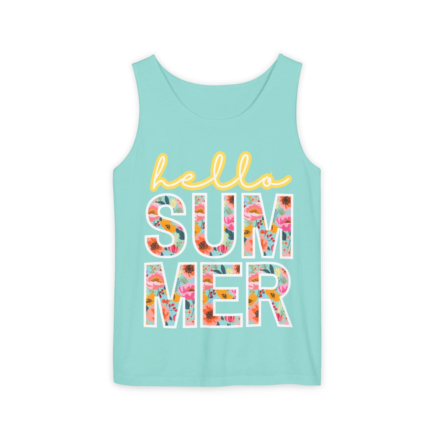 Hello Summer Tank Top | Unisex Floral Graphic Tee, Beachwear, Casual Wear, Birthday Gift, Vacation Essential