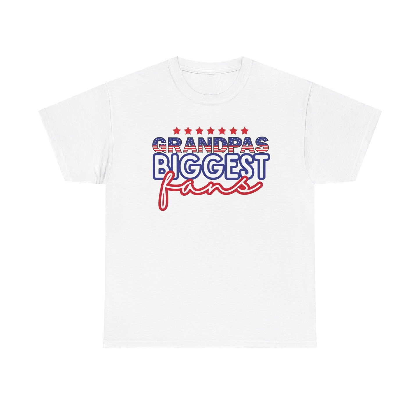 Custom- Jolly- Grandpa's Biggest Fan Unisex Heavy Cotton Tee - Patriotic Family Shirt