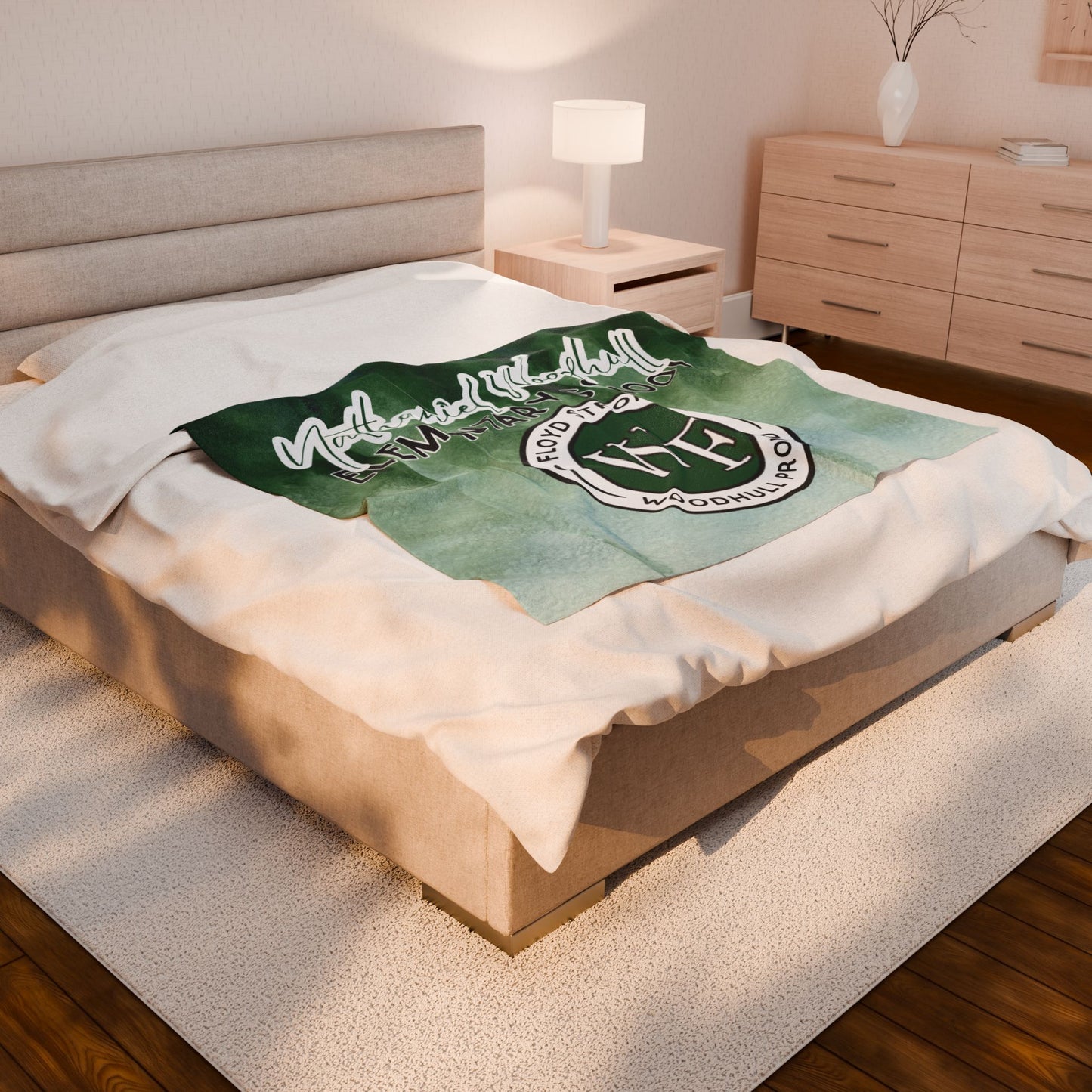Woodhull- Logo Velveteen Plush Blanket