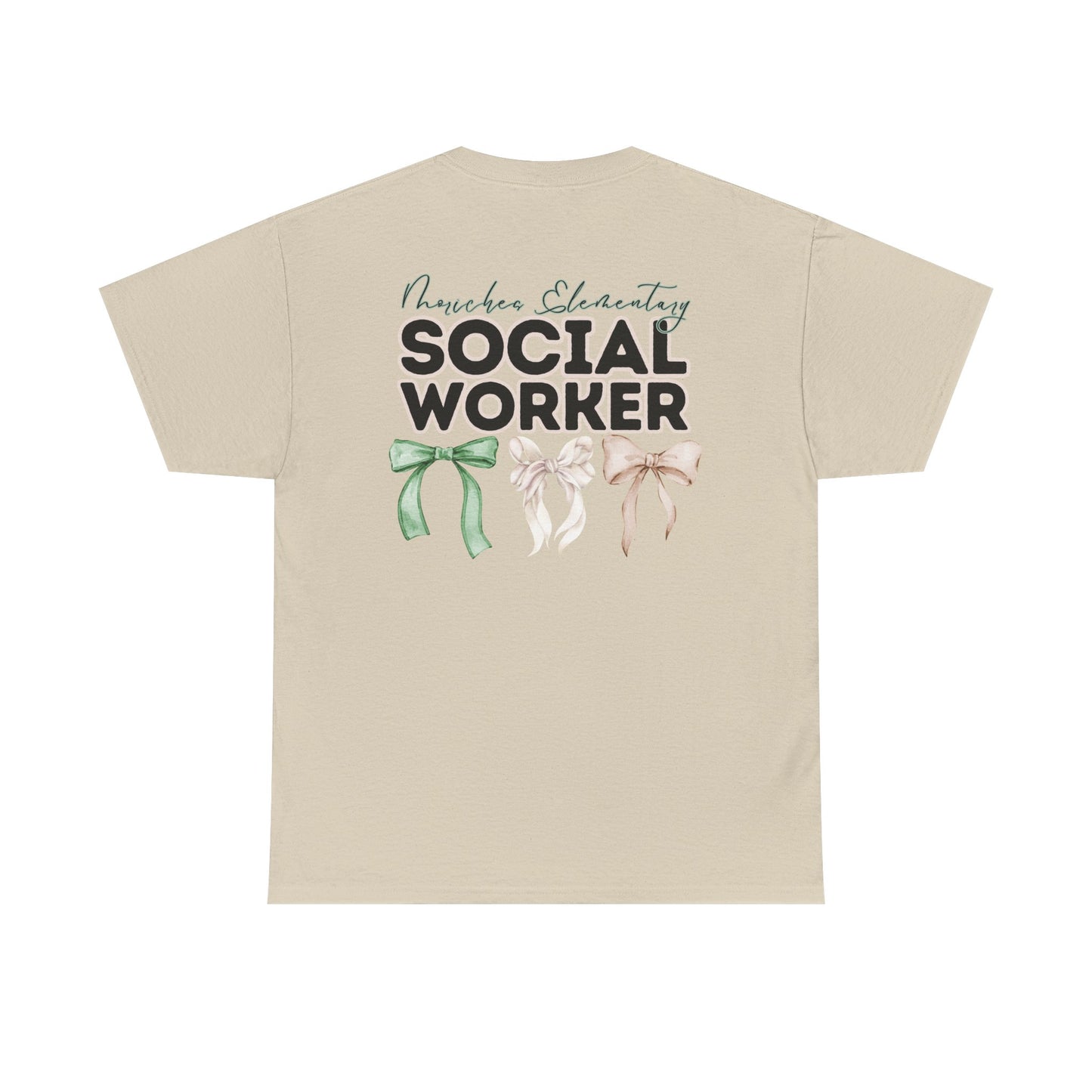 Moriches Social Worker and Bows- Unisex Heavy Cotton Tee with Bow Design