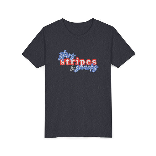 Stars, Stripes & Snacks Youth Tee for Kids, USA - Kids Short Sleeve Shirt, Holiday Mini