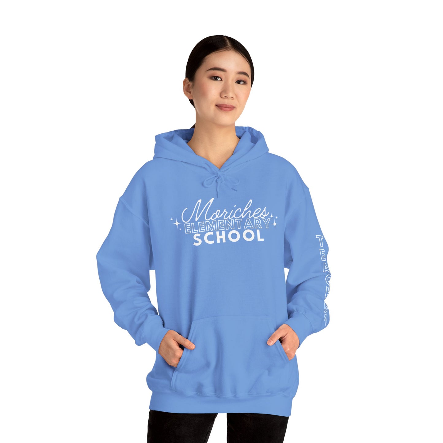 Moriches Teacher Simple Design Hoodie w/ Teacher on Sleeve - Cozy Unisex Sweatshirt