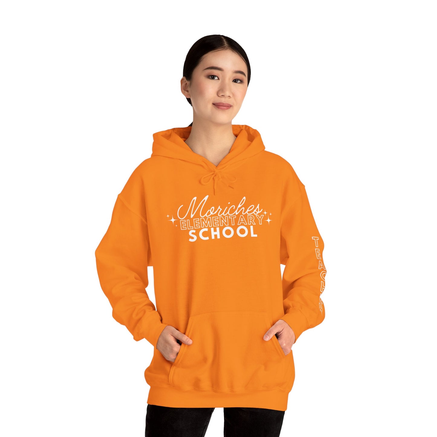 Moriches Teacher Simple Design Hoodie w/ Teacher on Sleeve - Cozy Unisex Sweatshirt