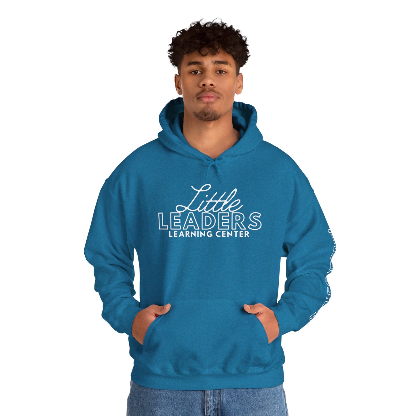Little Leaders Teacher Simple Design Hoodie w/ Teacher on Sleeve - Cozy Unisex Sweatshirt