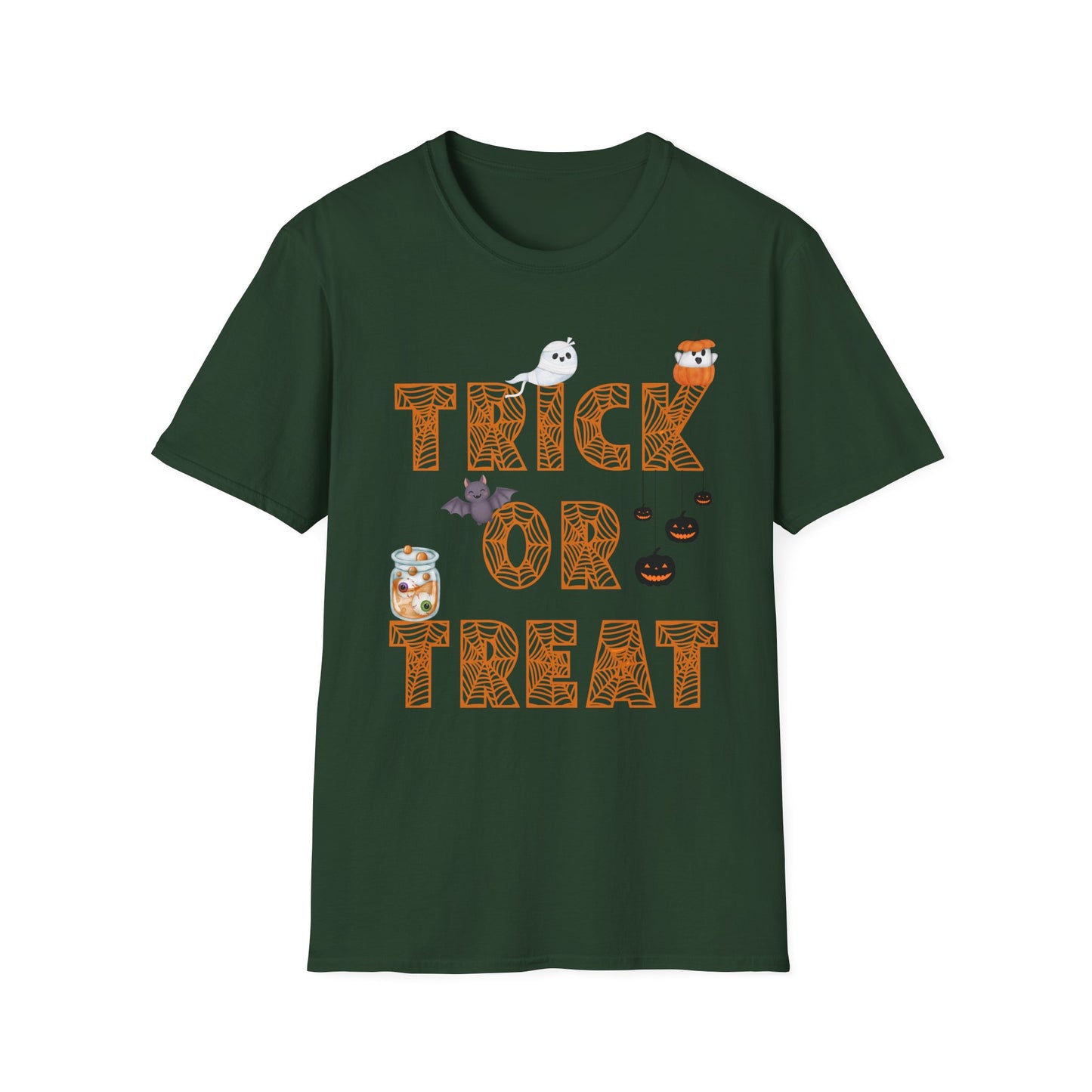 Trick or Treat Halloween Themed T-Shirt- Unisex Softstlye