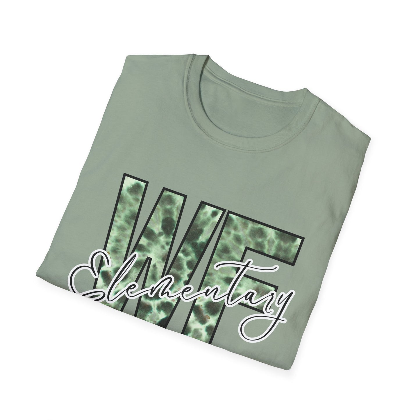 Tie Dye WFE Stylish Unisex Softstyle T-Shirt with WF Elementary Design