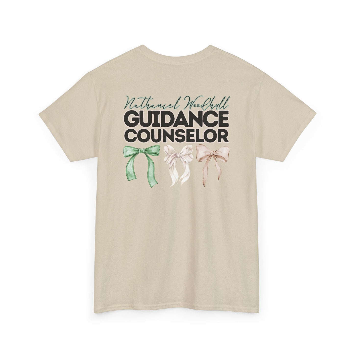Woodhull Guidance Counselor and Bows- Unisex Heavy Cotton Tee with Bow Design