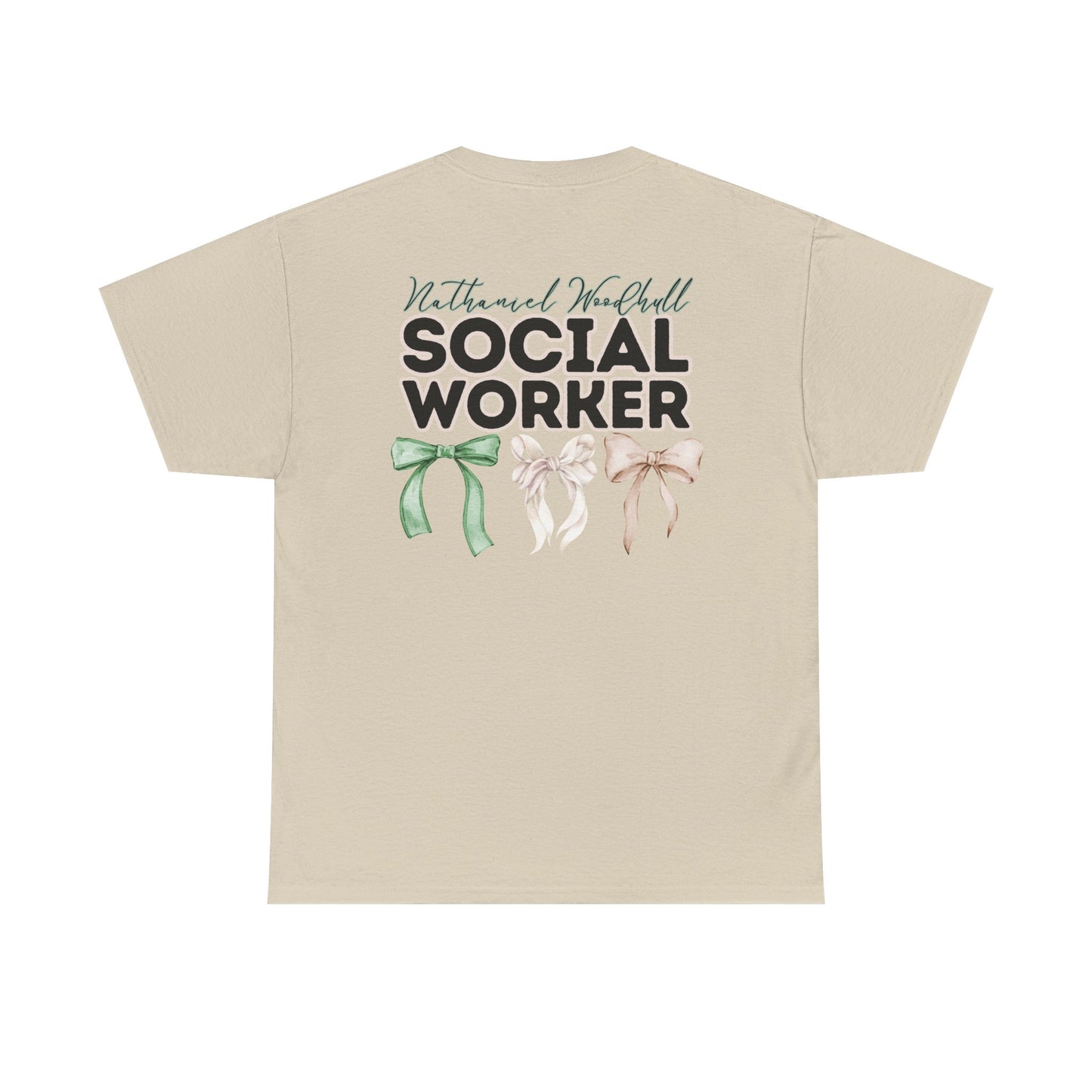 Woodhull Social Worker and Bows- Unisex Heavy Cotton Tee with Bow Design