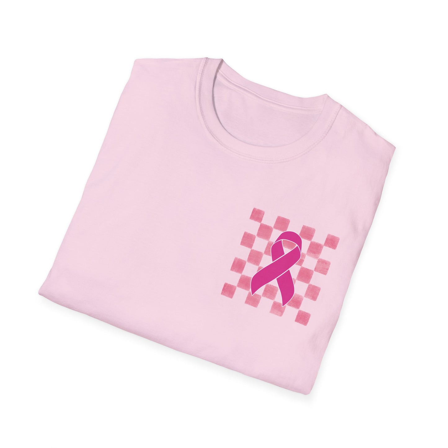 Checkered Pink Ribbon Awareness T-Shirt | Softstyle Tee