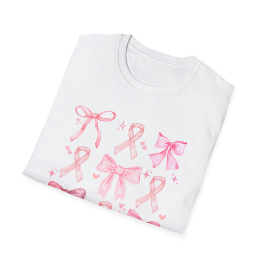 Breast Cancer Bows Awareness Tee, Unisex Softstyle T-Shirt