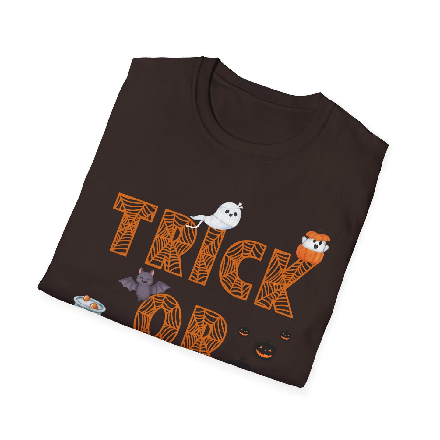 Trick or Treat Halloween Themed T-Shirt- Unisex Softstlye
