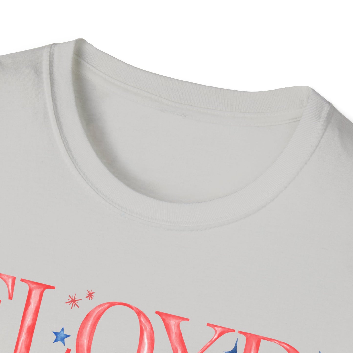 Flag Day Unisex Softstyle T-Shirt with FLOYD Shines Bright in Stars + Stripes Design- Holiday