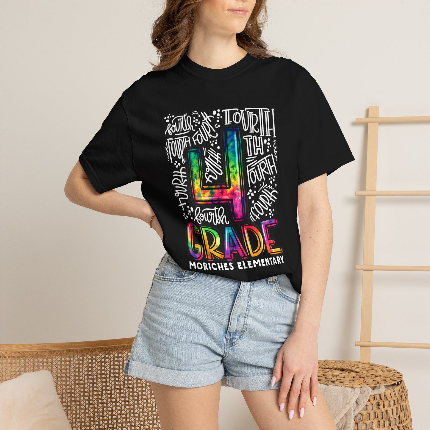Wickers- 4th Grade Colorful Tie-Dye School T-Shirt — Personalized