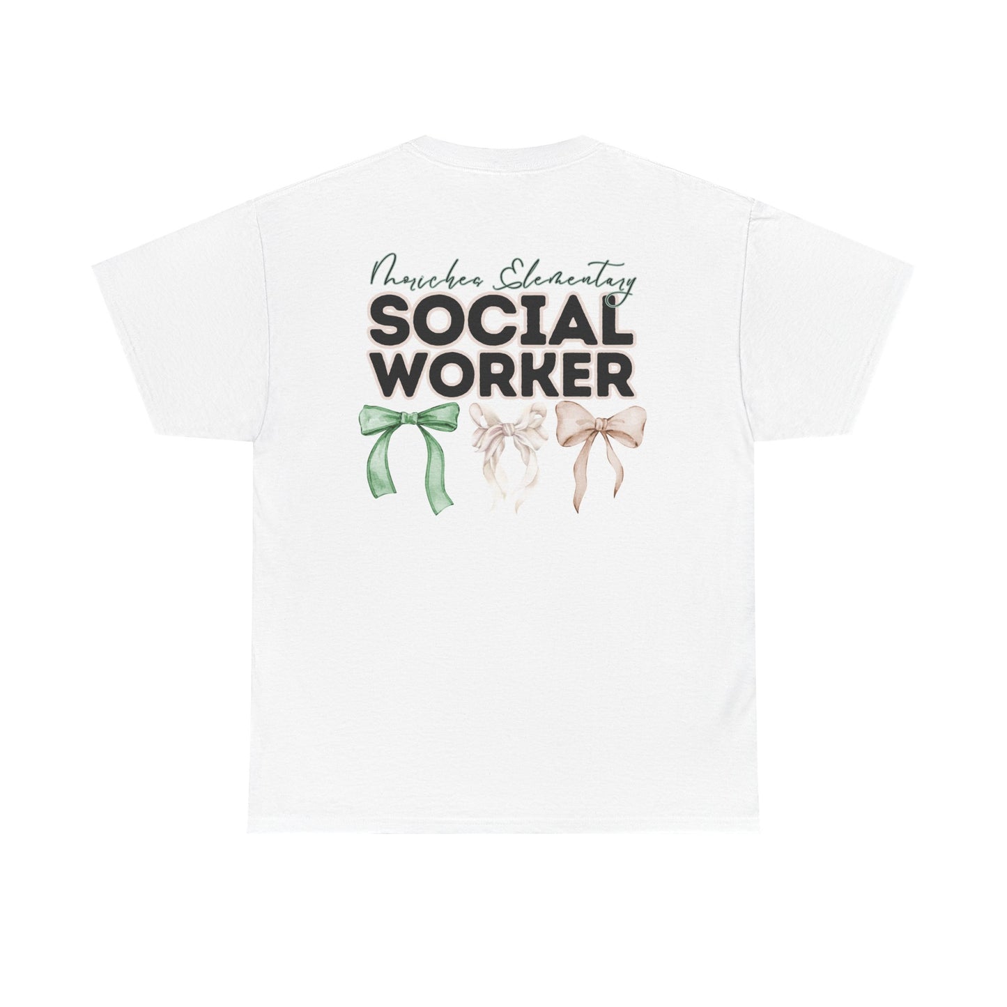 Moriches Social Worker and Bows- Unisex Heavy Cotton Tee with Bow Design