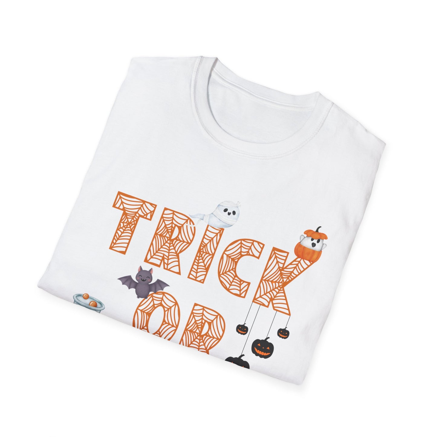 Trick or Treat Halloween Themed T-Shirt- Unisex Softstlye