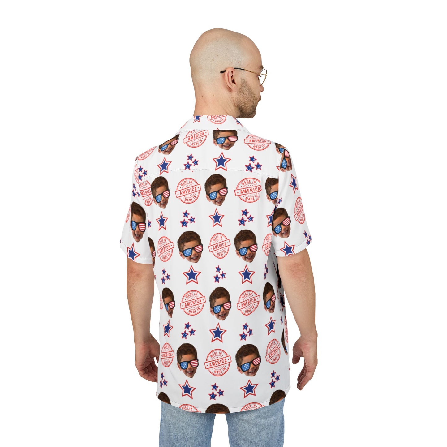 Vida- All American Dad - Personalized - Hawaiian Button-Down Shirt -Fatherhood