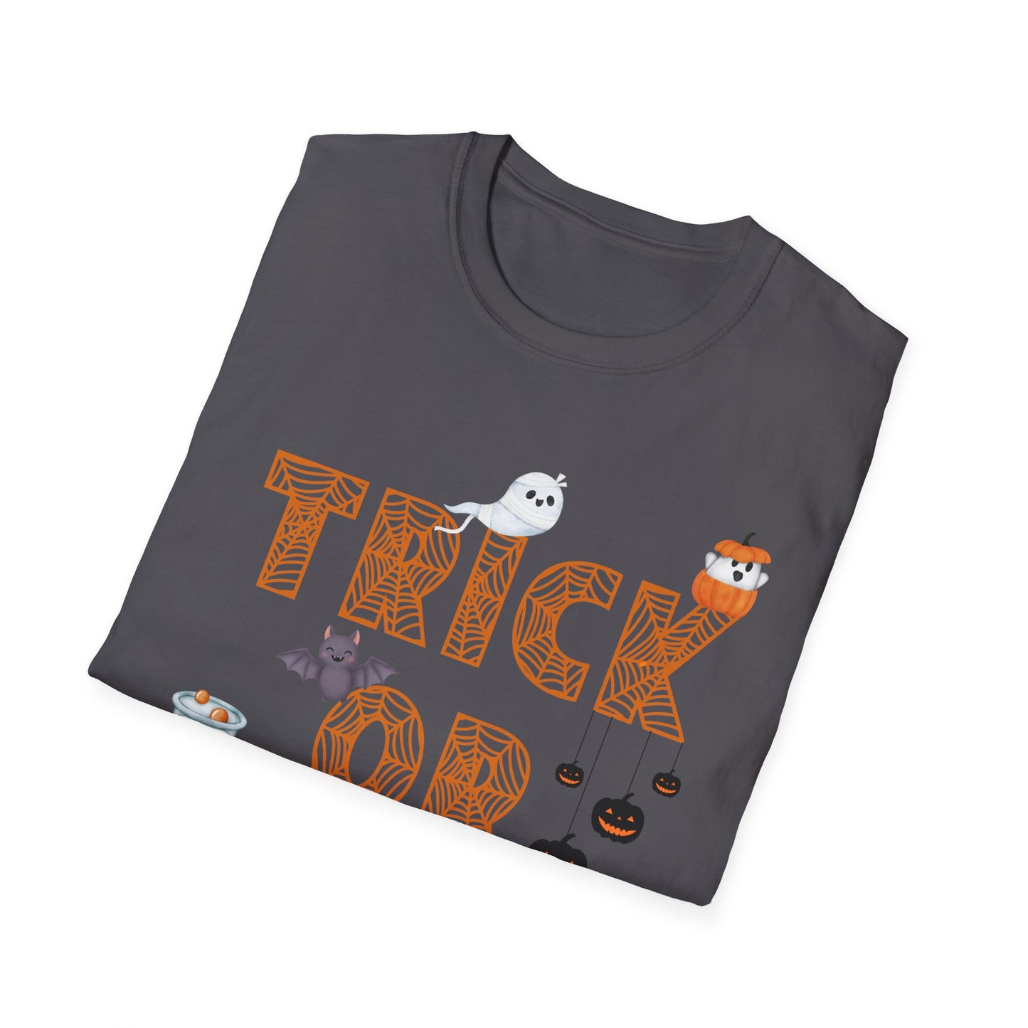 Trick or Treat Halloween Themed T-Shirt- Unisex Softstlye