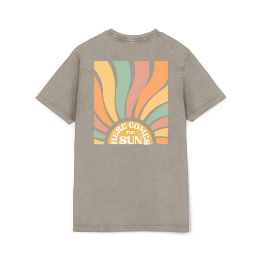 Here Comes the Sun Design- Acid Washed Tee for Summer