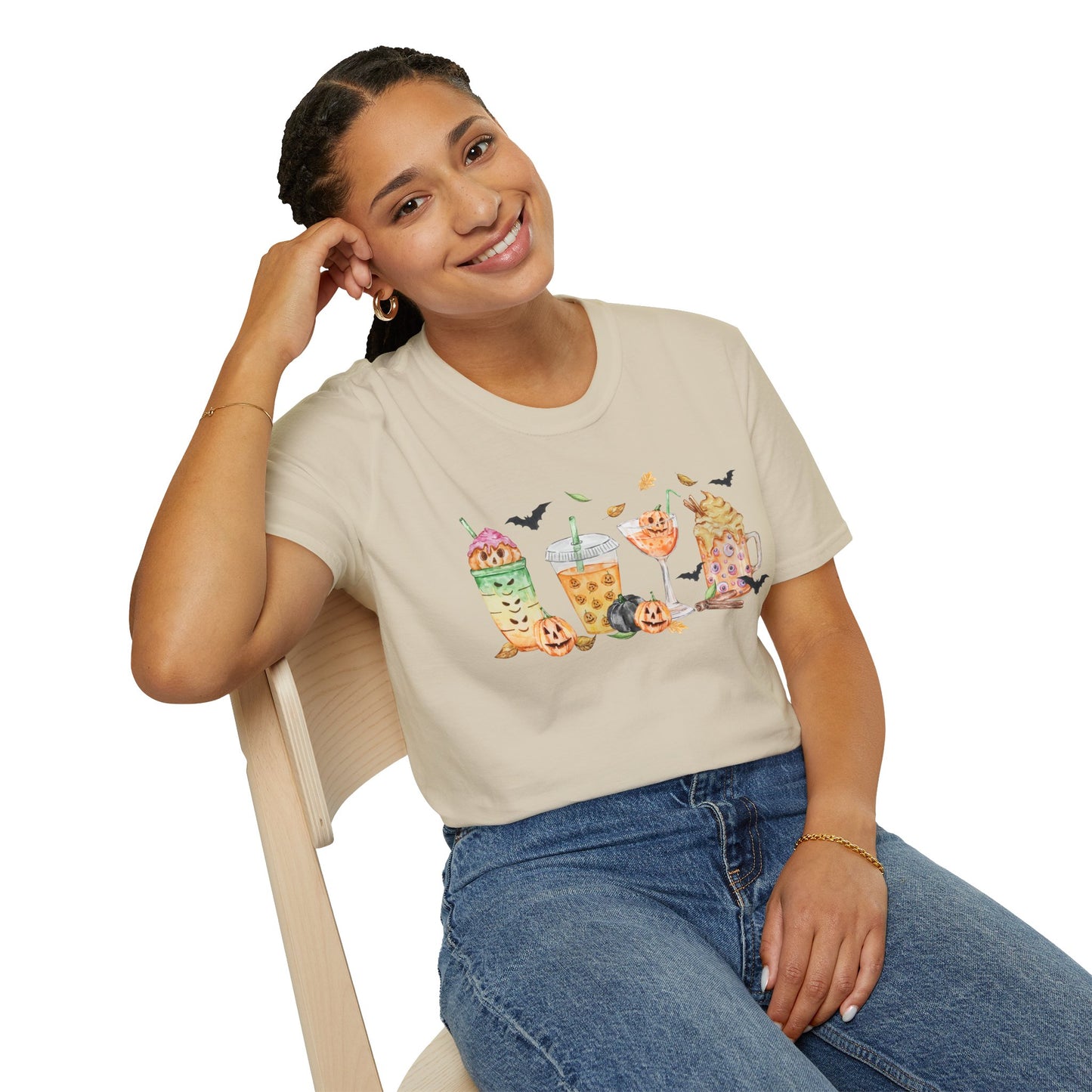 Halloween Beverage Themed T-Shirt- Unisex Softstlye