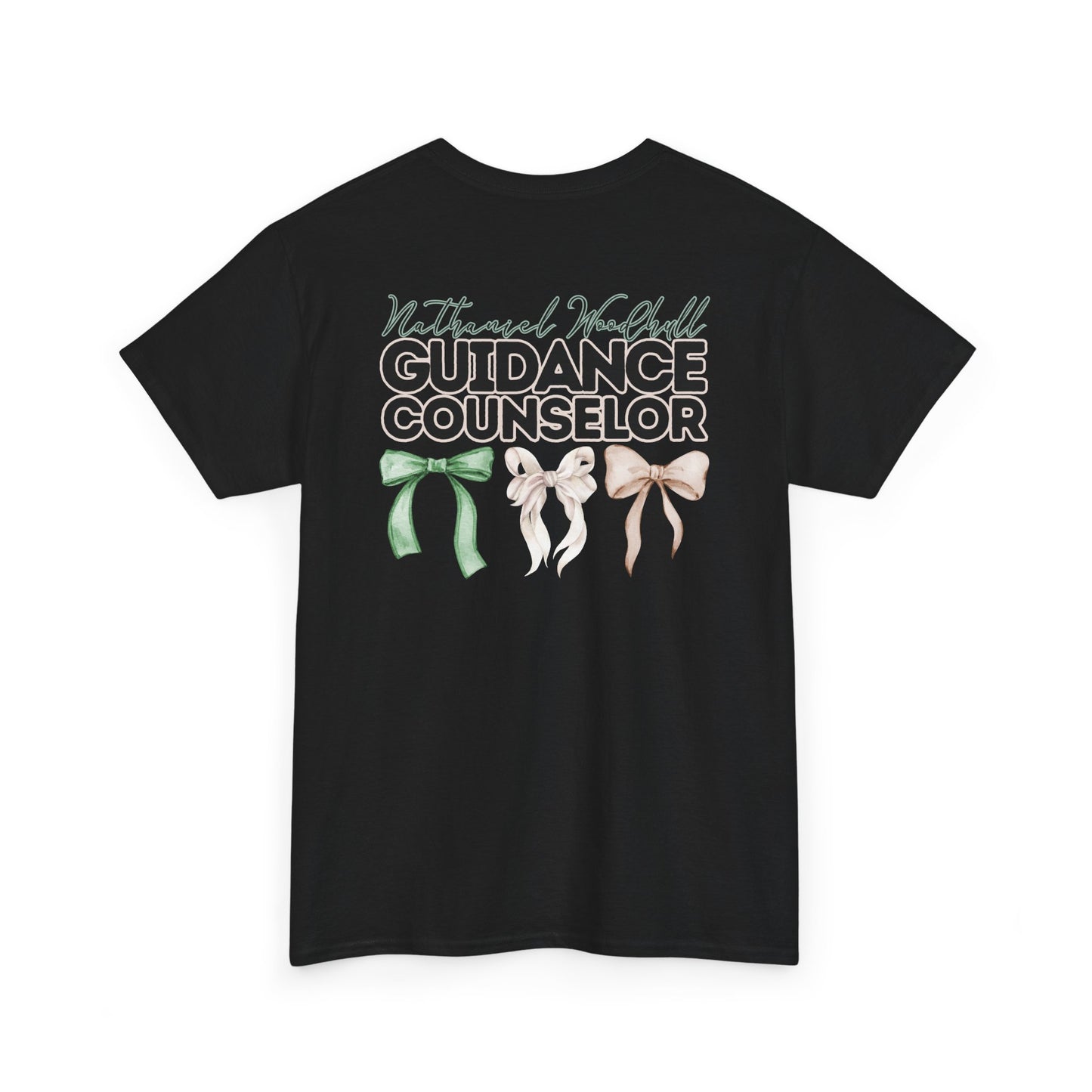 Woodhull Guidance Counselor and Bows- Unisex Heavy Cotton Tee with Bow Design