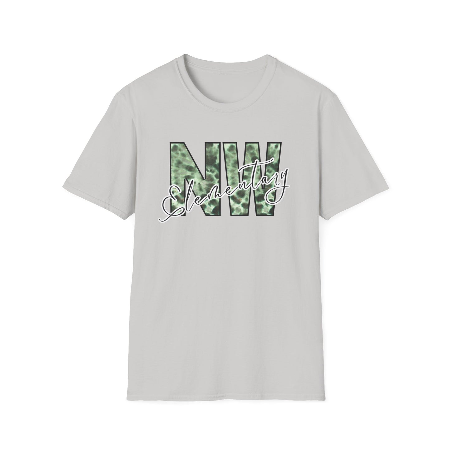 Tie Dye Woodhull Stylish Unisex Softstyle T-Shirt with Woodhull Elementary Design