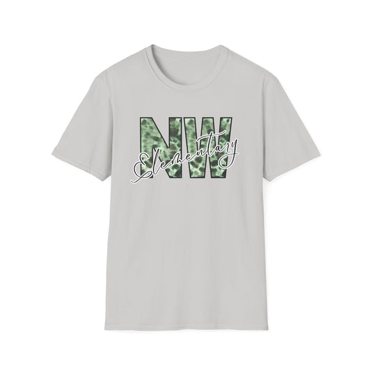 Tie Dye Woodhull Stylish Unisex Softstyle T-Shirt with Woodhull Elementary Design