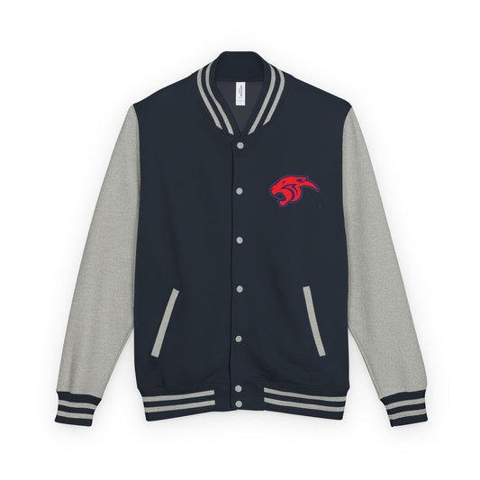 Miller Place Unisex Heavyweight Letterman Jacket with American Flag Design