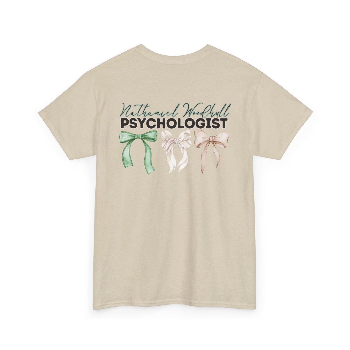 Woodhull Psychologist and Bows- Unisex Heavy Cotton Tee with Bow Design