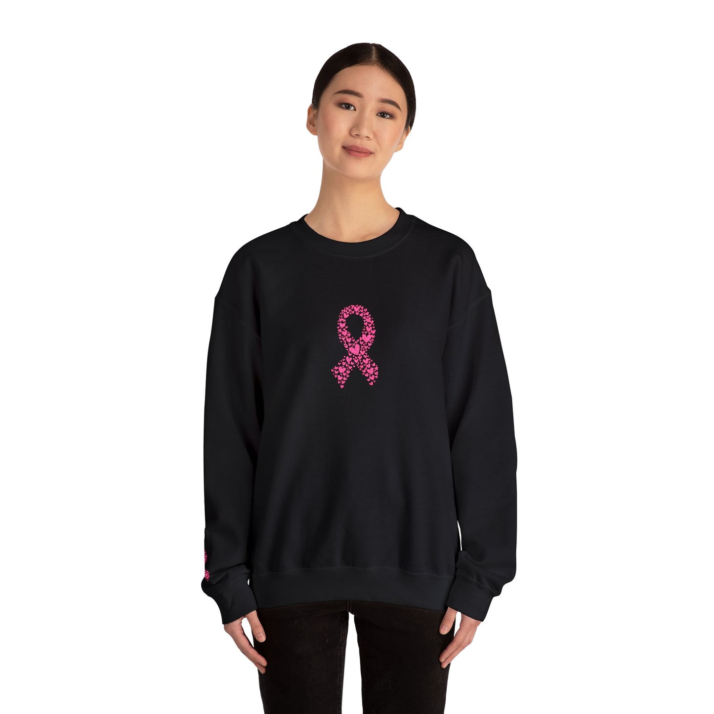 Embroidered Pink Ribbon Awareness Sweatshirt - Cozy Unisex Crewneck