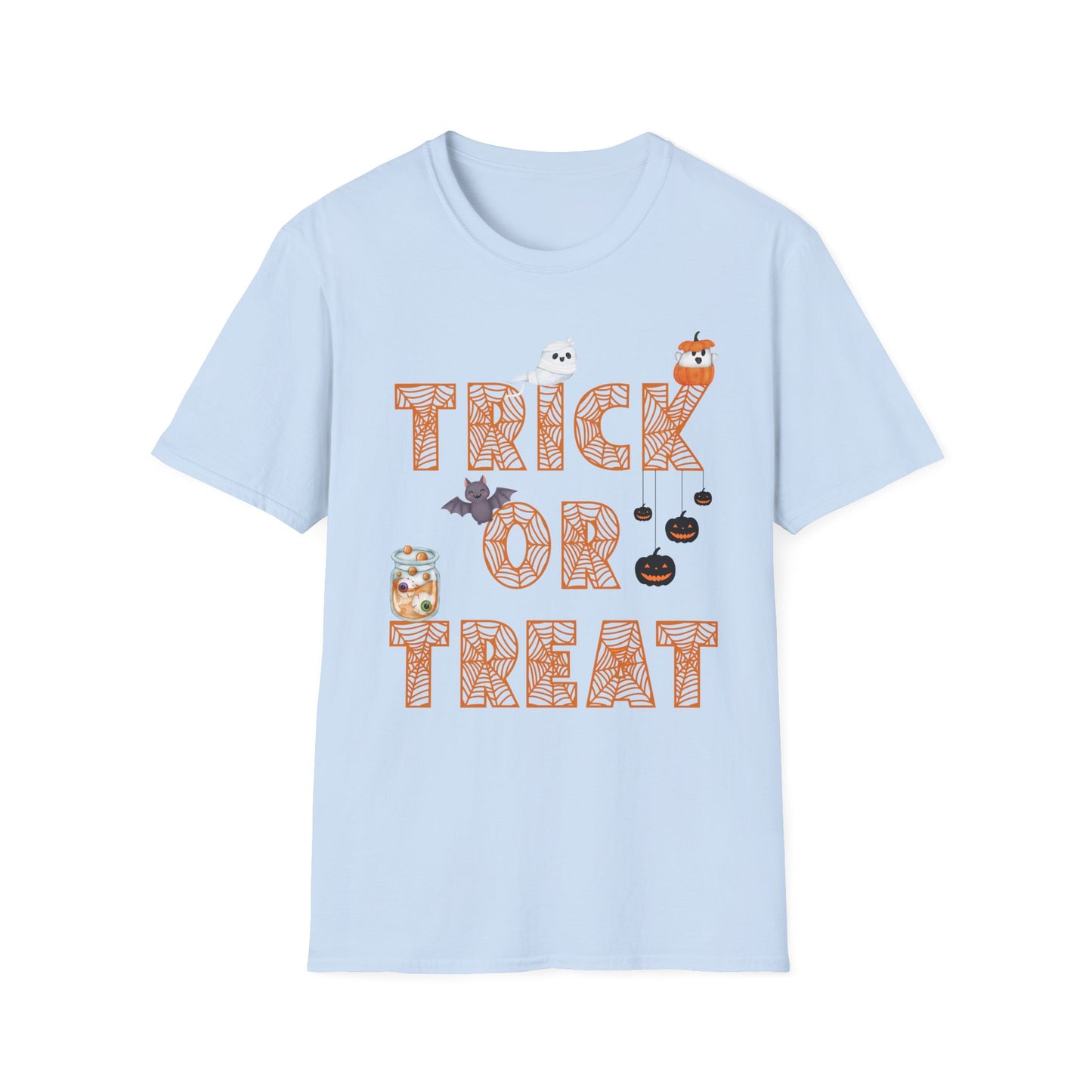 Trick or Treat Halloween Themed T-Shirt- Unisex Softstlye