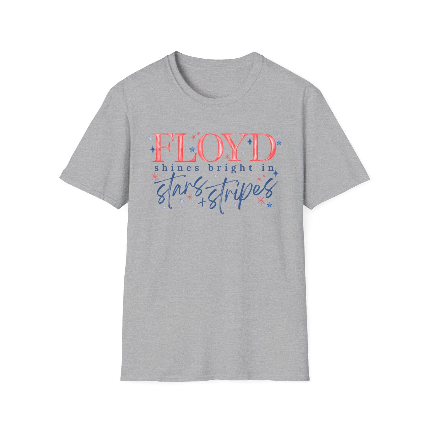 Flag Day Unisex Softstyle T-Shirt with FLOYD Shines Bright in Stars + Stripes Design- Holiday