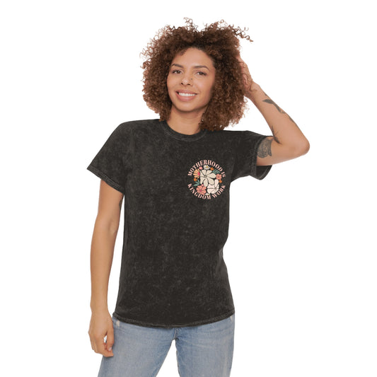 Unisex Mineral Wash T-Shirt - Motherhood is Kingdom Work, Floral Design