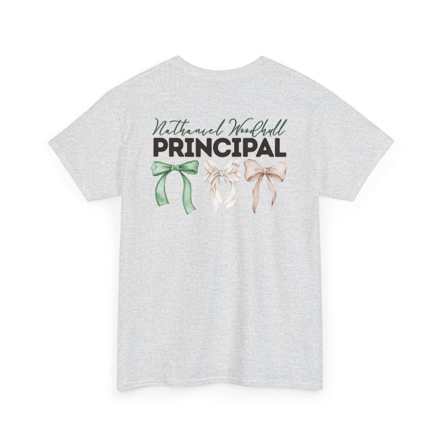 Woodhull Principal and Bows- Unisex Heavy Cotton Tee with Bow Design