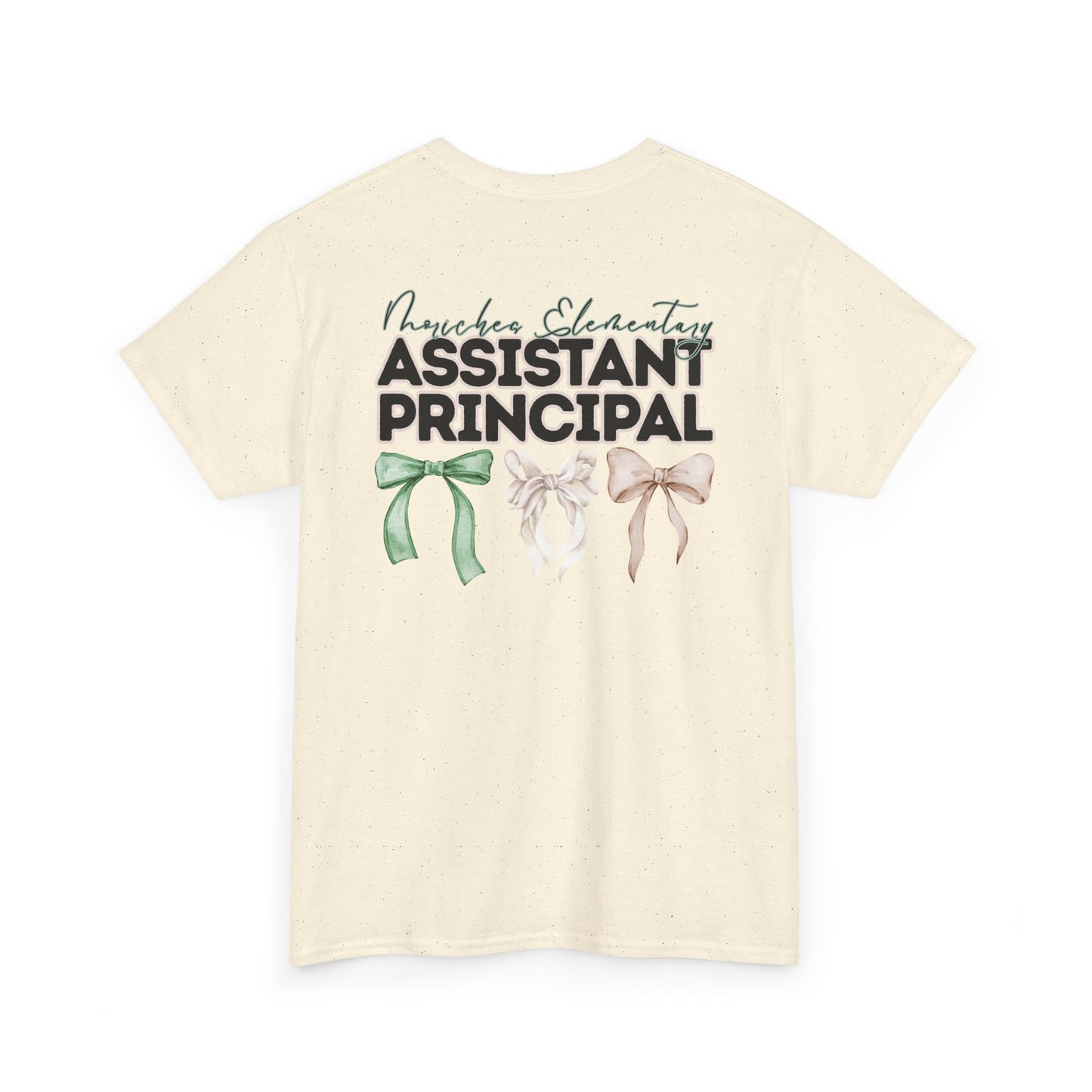Moriches Assistant Principal and Bows- Unisex Heavy Cotton Tee with Bow Design