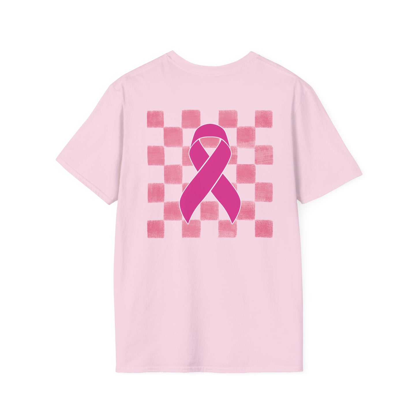 Checkered Pink Ribbon Awareness T-Shirt | Softstyle Tee