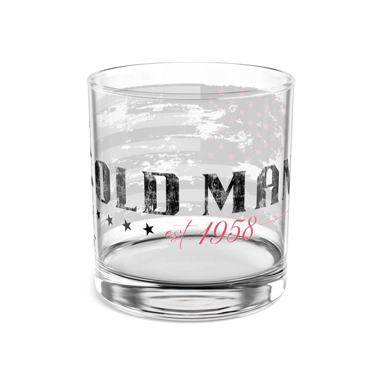 Old Man- Personalized Dog Lover's Rocks Glass, Custom Pet Illustration- Fatherhood