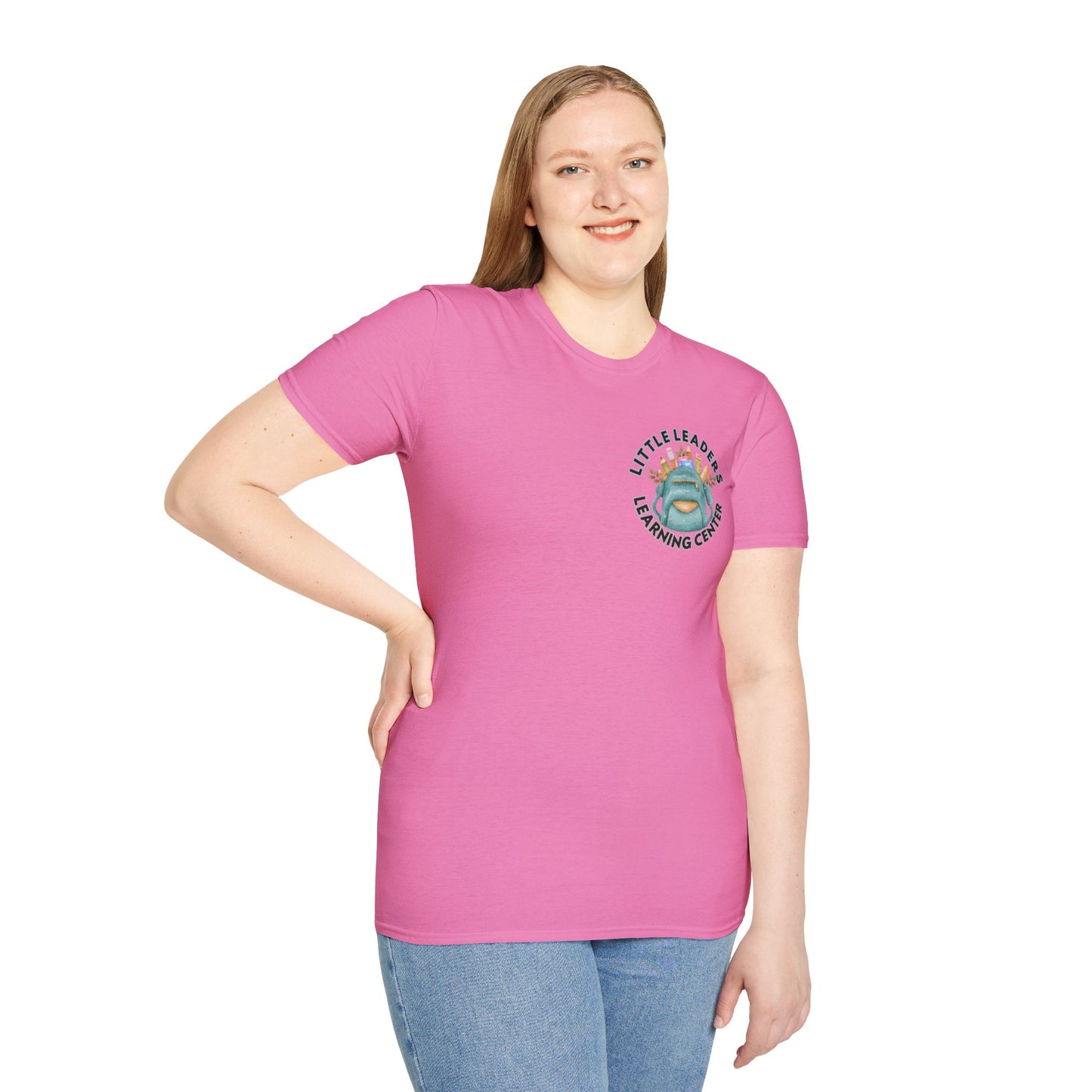 Little Leaders Teacher w/ Backpack Design Unisex Softstyle T-Shirt