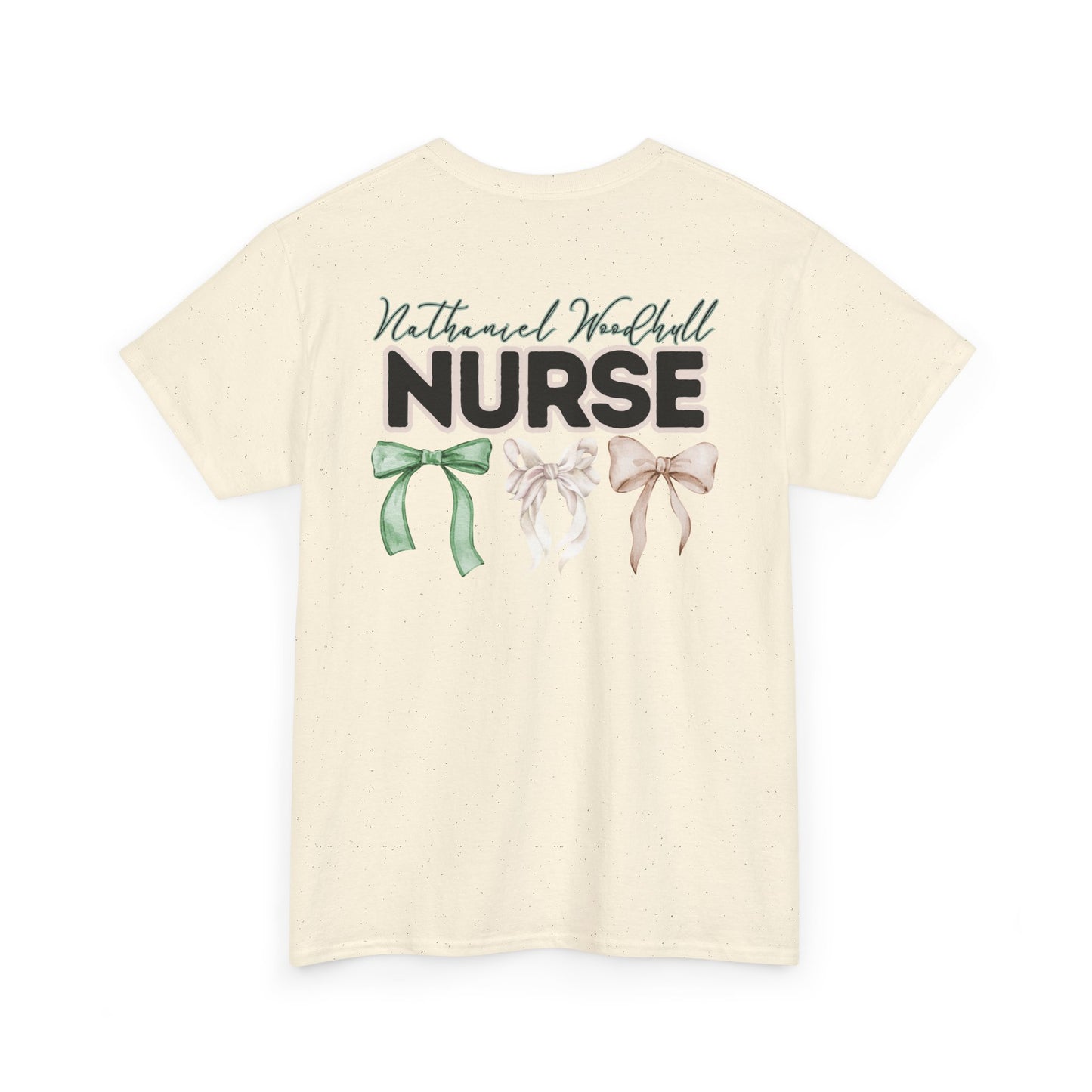 Woodhull Nurse and Bows- Unisex Heavy Cotton Tee with Bow Design