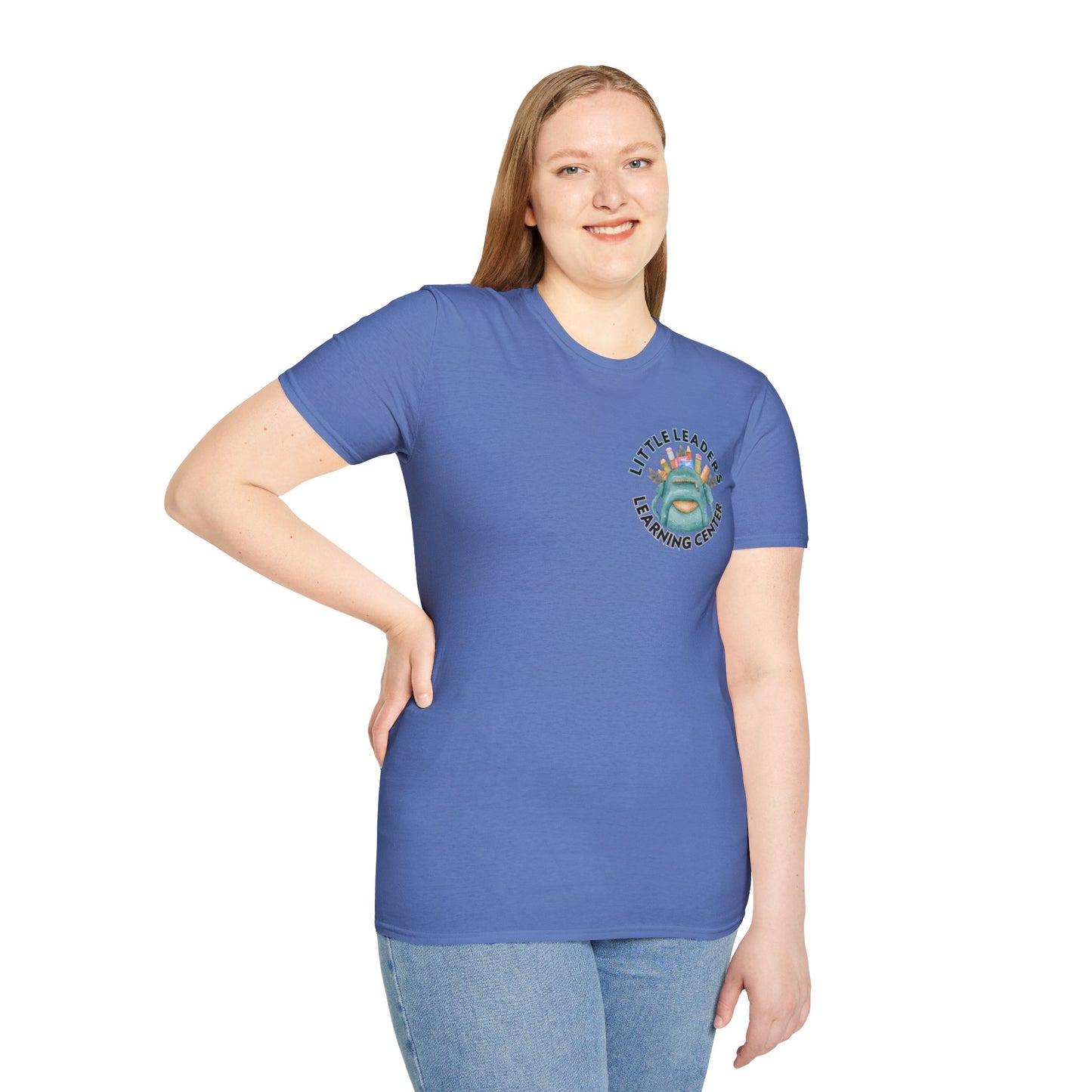 Little Leaders Teacher w/ Backpack Design Unisex Softstyle T-Shirt