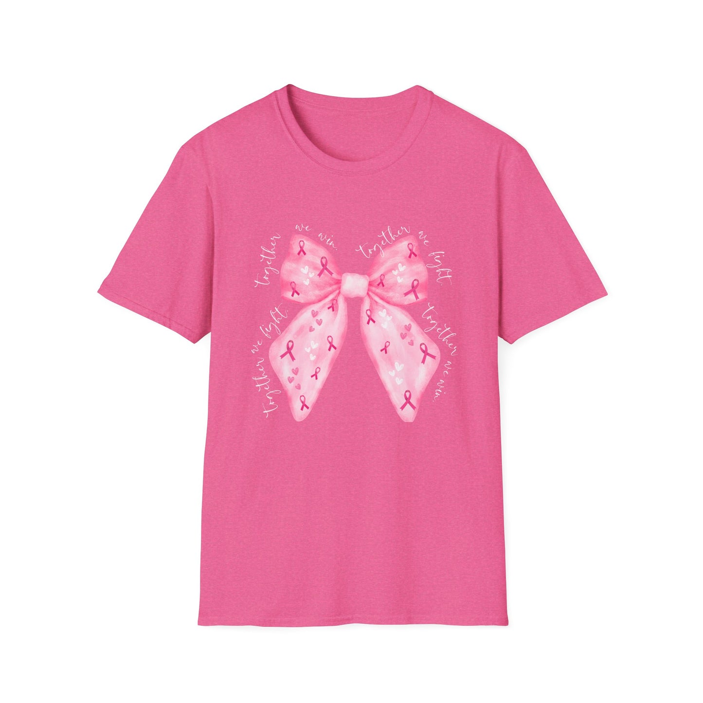 We Fight, We Win- Breast Cancer Awareness Tee, Unisex Softstyle T-Shirt