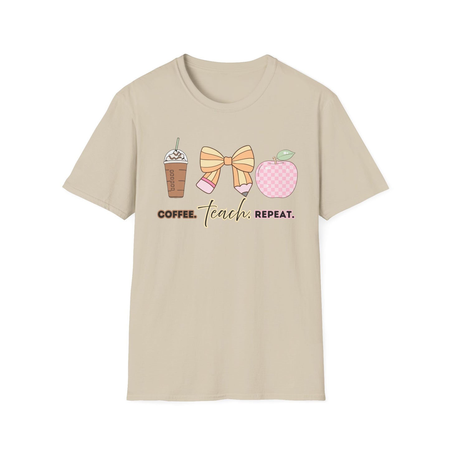 Coffee Teach Repeat Unisex Softstyle T-Shirt - Teacher