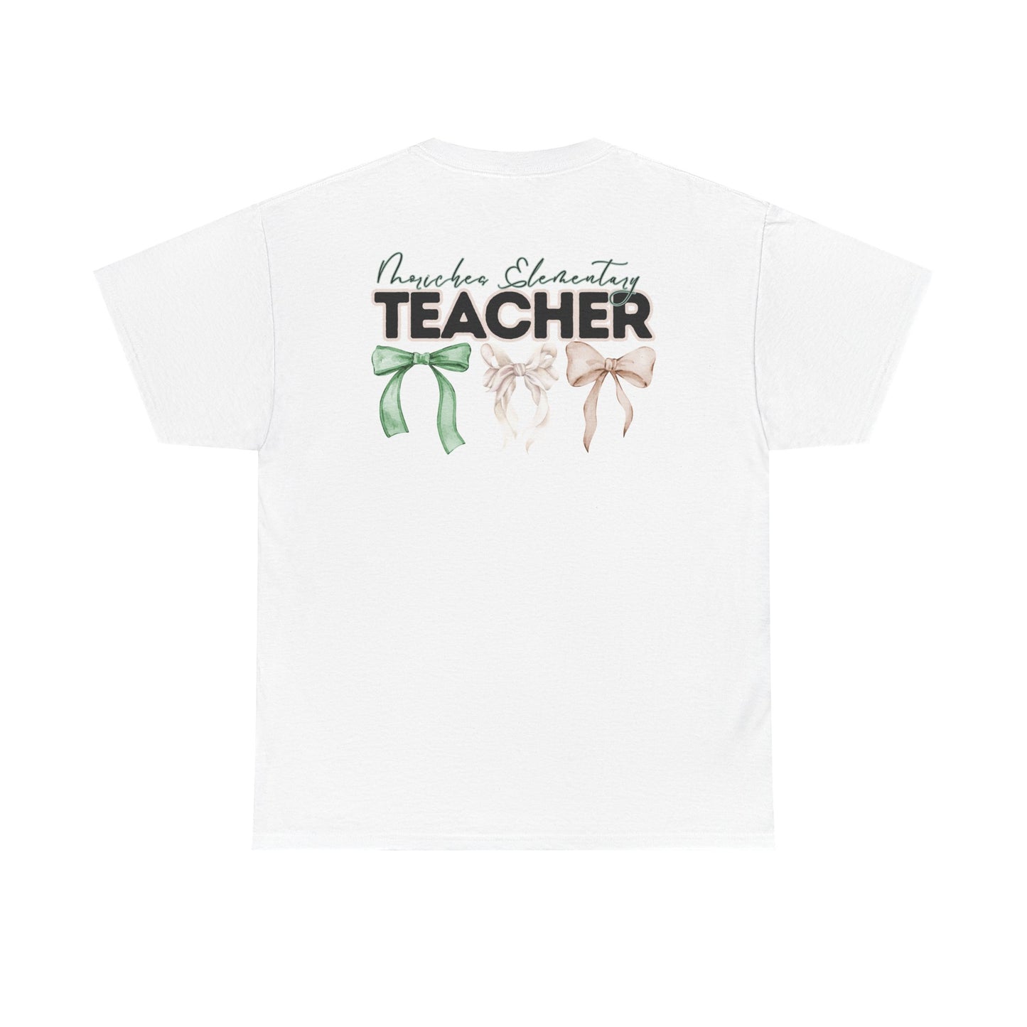 Moriches Teacher and Bows- Unisex Heavy Cotton Tee with Bow Design