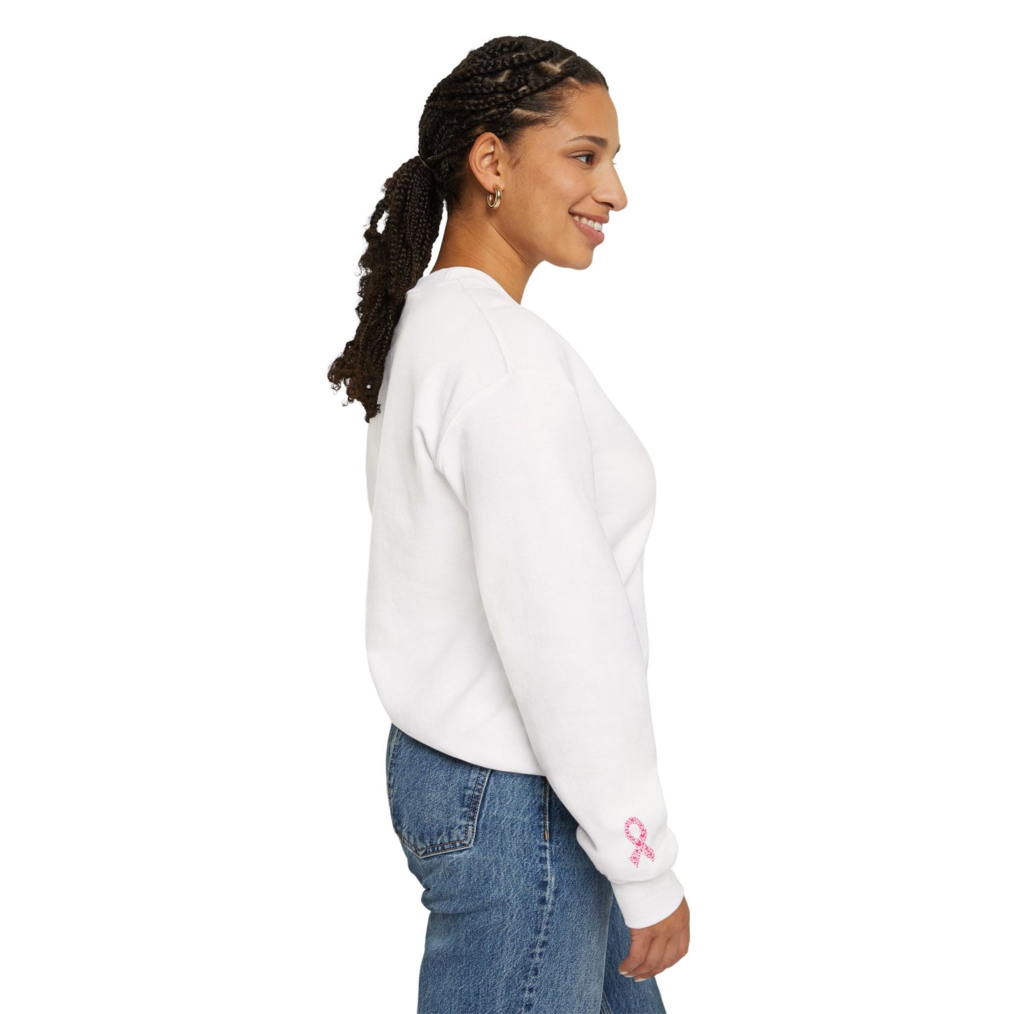 Embroidered Pink Ribbon Awareness Sweatshirt - Cozy Unisex Crewneck