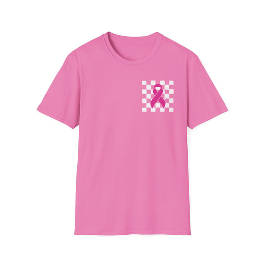 Checkered Pink Ribbon Awareness T-Shirt | Softstyle Tee