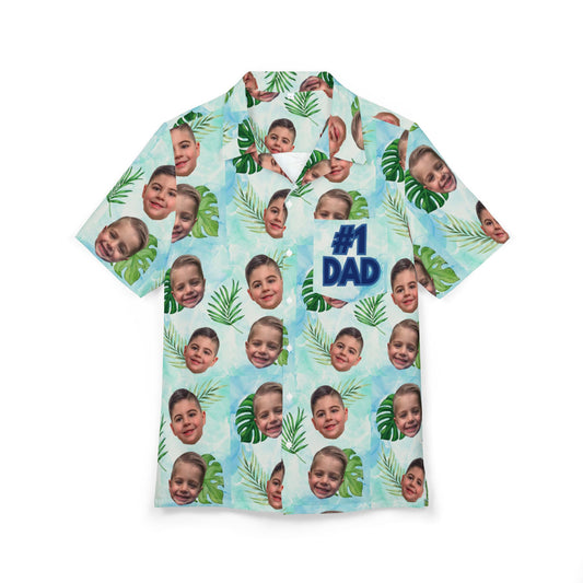 Hawaiian Fatherhood- Personalized Kid's Face Hawaiian Button-Down Shirt | Fun Summer Vacation Style