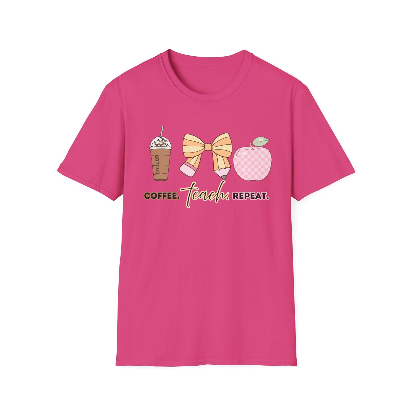 Coffee Teach Repeat Unisex Softstyle T-Shirt - Teacher