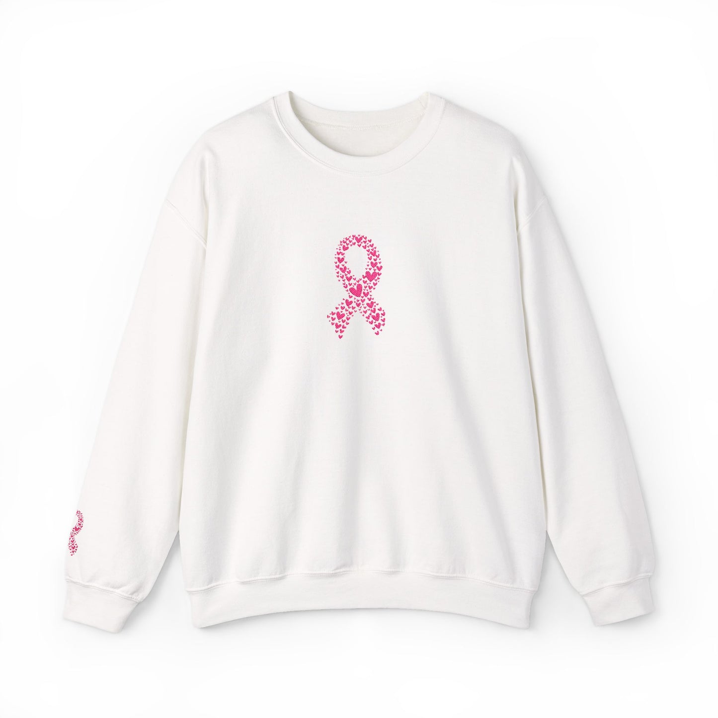 Embroidered Pink Ribbon Awareness Sweatshirt - Cozy Unisex Crewneck