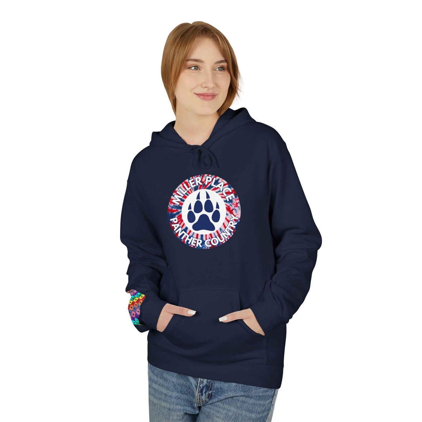 Miller Place Panther Country -Unisex Fleece Hoodie with Tie Dye Design