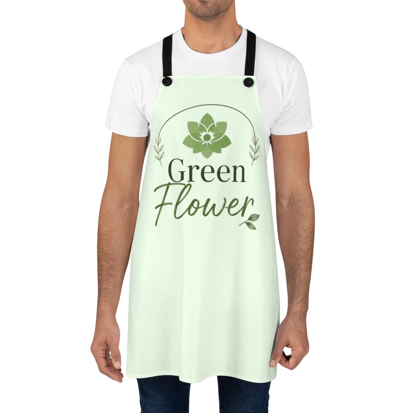 Green Flower Apron — Floral Garden Apron- Personalized